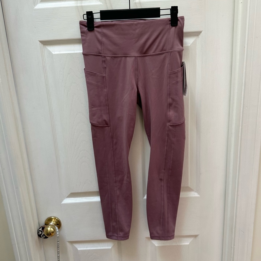 NWT Athleta Ultimate Stash 7/8 tight pink Mauve Leggings Pocket s small - Picture 2 of 9